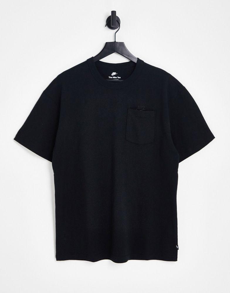 商品NIKE|Nike Premium Essentials oversized t-shirt with chest pocket in black,价格¥307,第1张图片