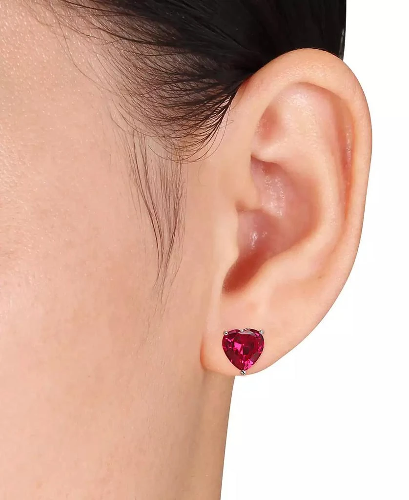 商品Macy's|Lab Grown Ruby (5 1/2 ct. t.w.) Heart Stud Earrings in Sterling Silver,价格¥1117,第2张图片详细描述