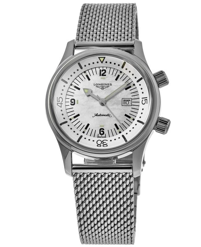 商品Longines|Longines Legend Diver Mother of Pearl Dial Stainless Steel Women's Watch L3.374.4.80.6,价格¥14008,第1张图片