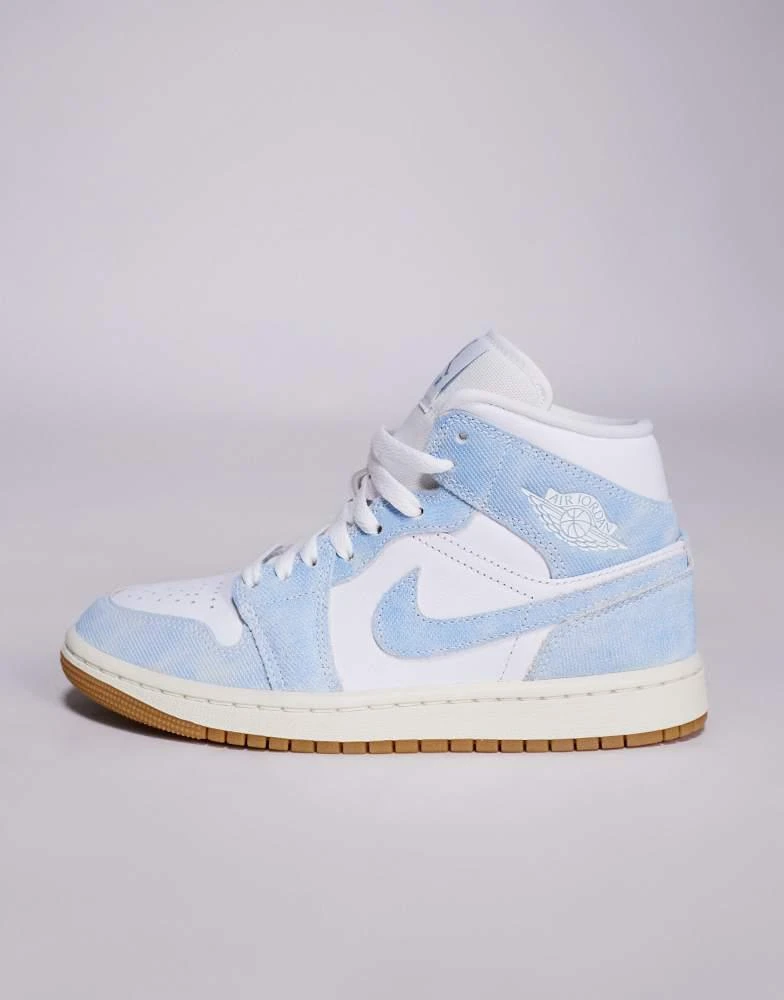 商品Jordan|Nike Air Jordan 1 Mid trainers in white and denim,价格¥1411,第2张图片详细描述