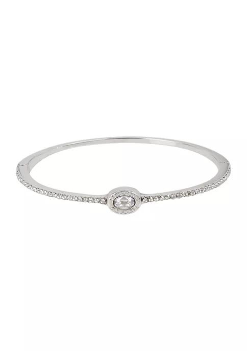 Signature Logo Swarovski® crystals Delicate Hinged Bangle Bracelet商品第1张图片规格展示