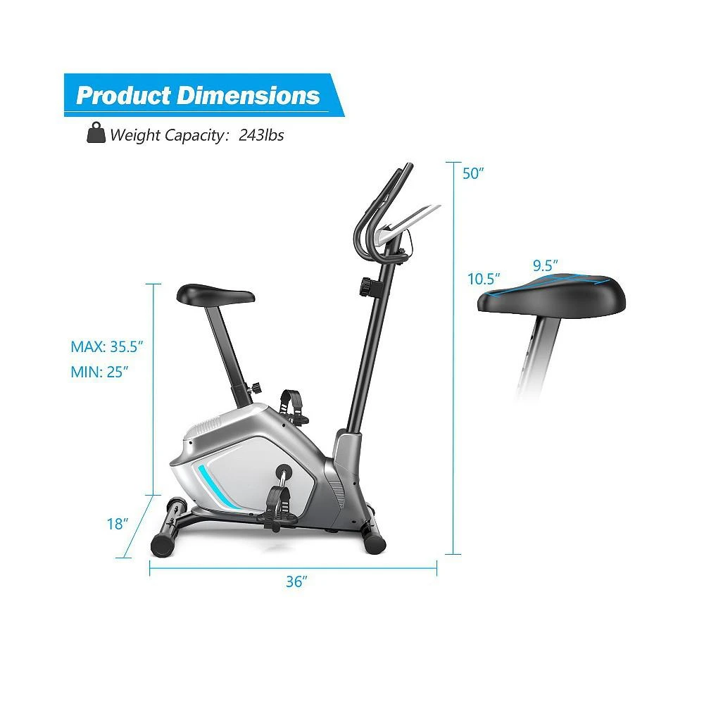 商品Costway|2-in-1 Elliptical Trainer Exercise Bike LCD Screen 8 Magnetic Resistances,价格¥1317,第3张图片详细描述