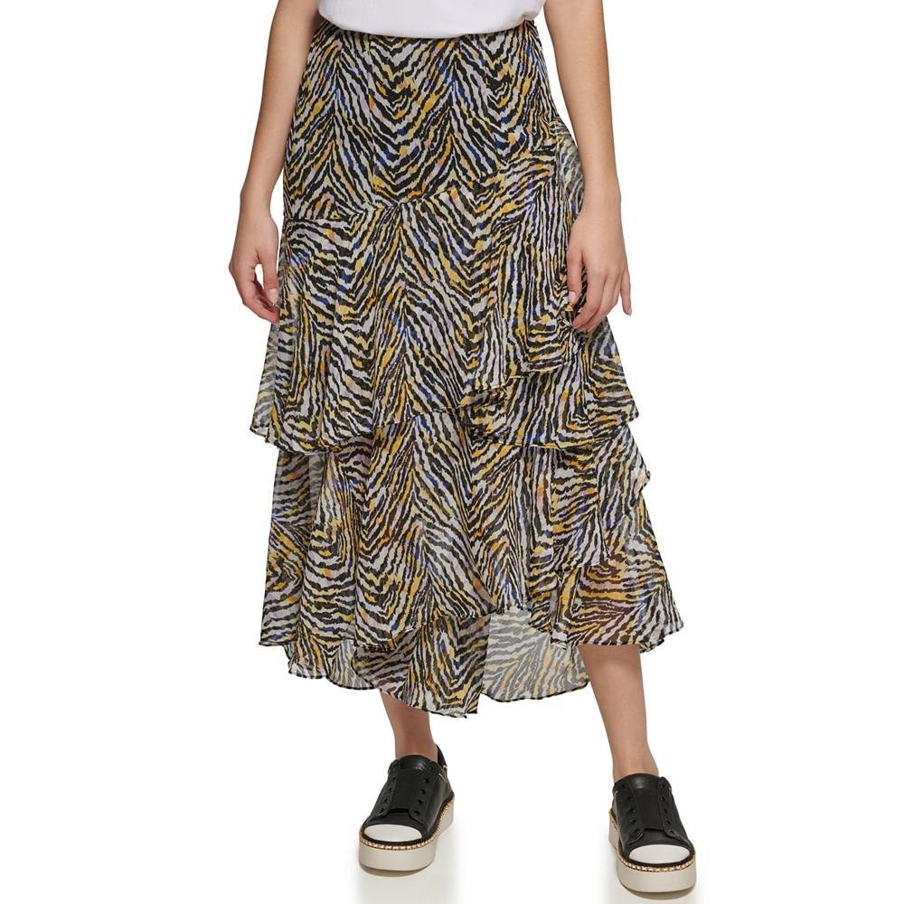 Women's Printed Ruffle Midi Skirt商品第1张图片规格展示