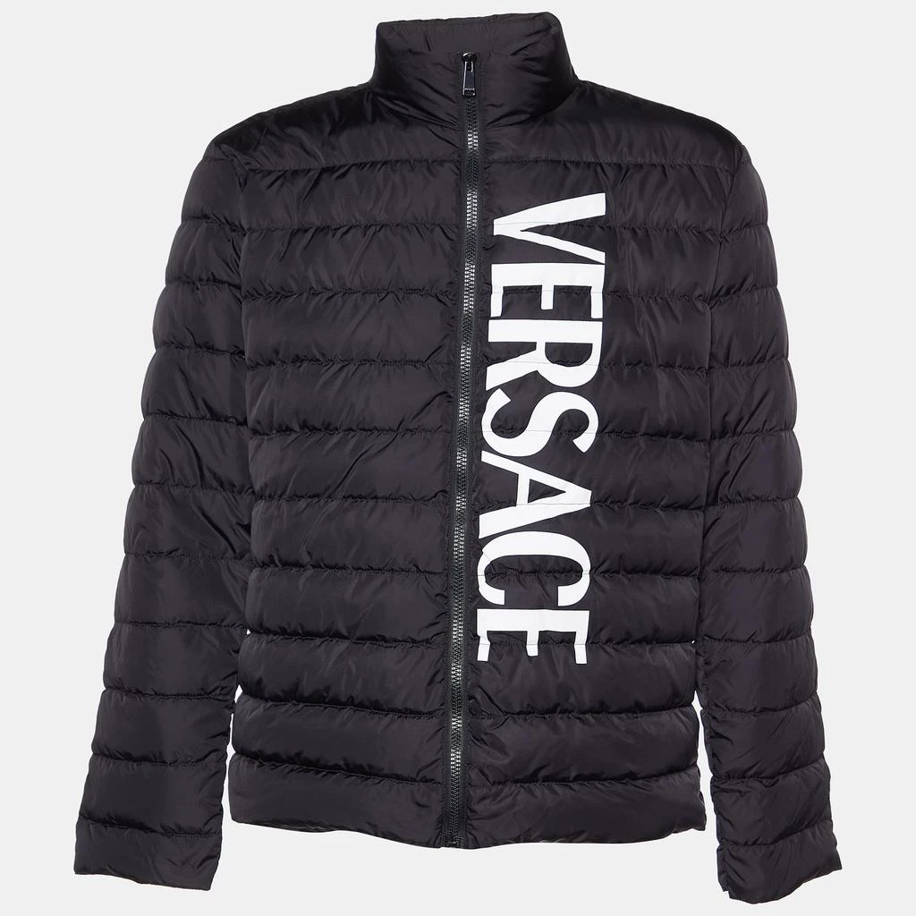 商品[二手商品] Versace|Versace Black Logo Print Down Quilted Zip Up Jacket XXL,价格¥6034,第1张图片