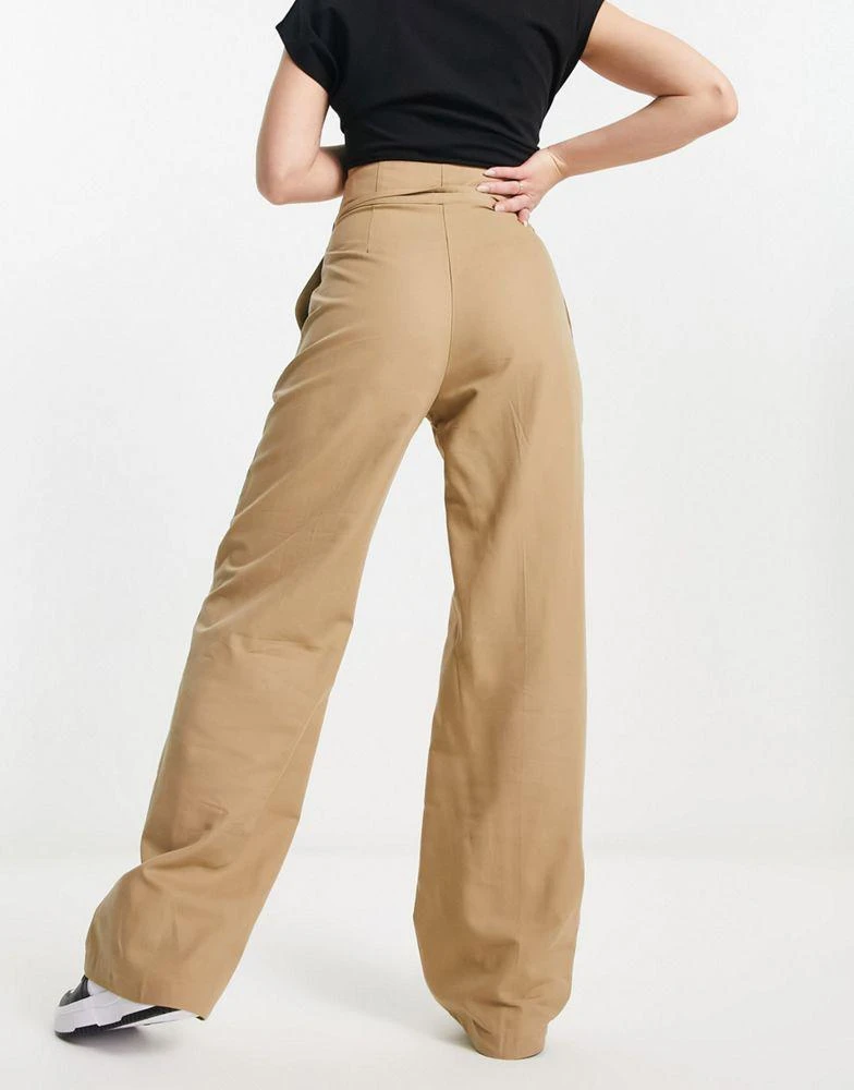 商品ASOS|ASOS DESIGN high waisted double tie trousers in light brown,价格¥171,第2张图片详细描述