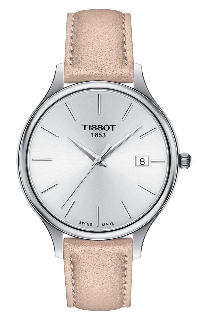 商品Tissot|Bella Ora Round Leather Strap Watch, 38mm,价格¥1340,第1张图片