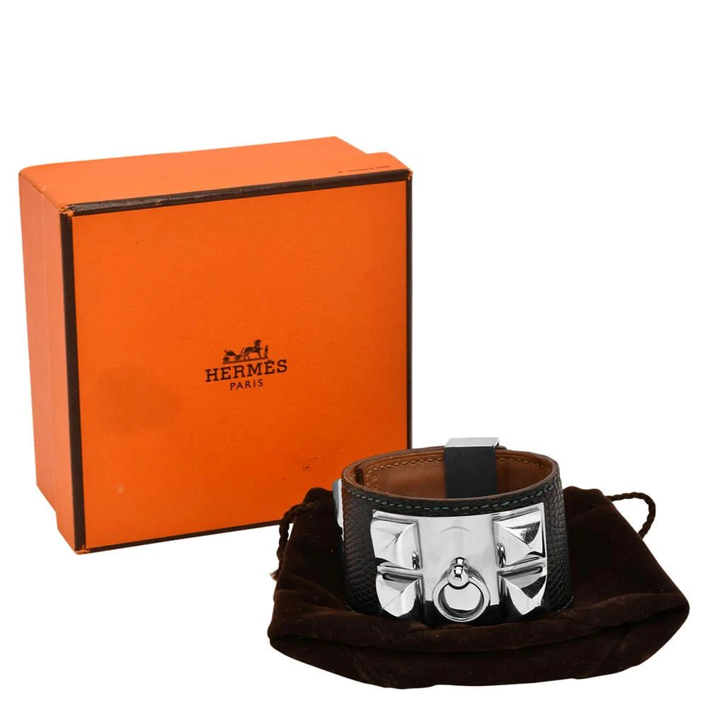 Hermes Blue Leather Lizard Collier de Chien Wide Bracelet 商品