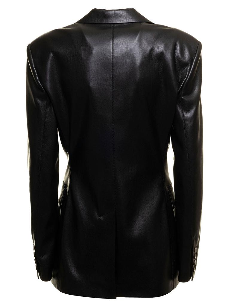 Hathi Black Vegan Leather Blazer Nanushka Woman商品第2张图片规格展示