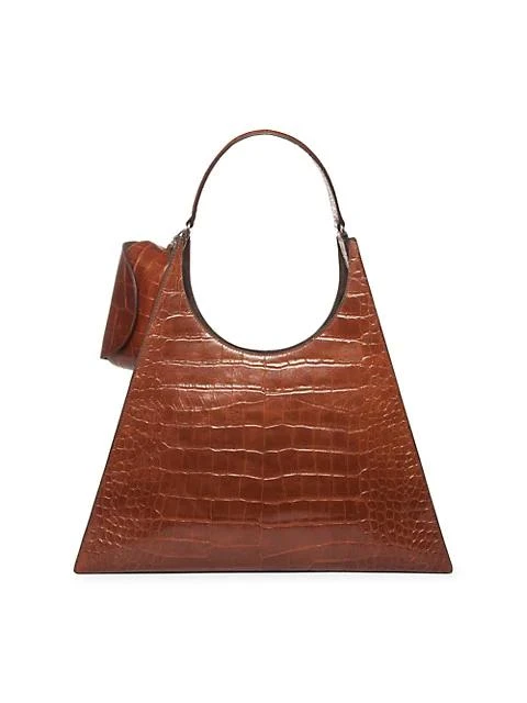 商品Staud|Large Rey Croc-Embossed Leather Shoulder Bag,价格¥1351,第3张图片详细描述