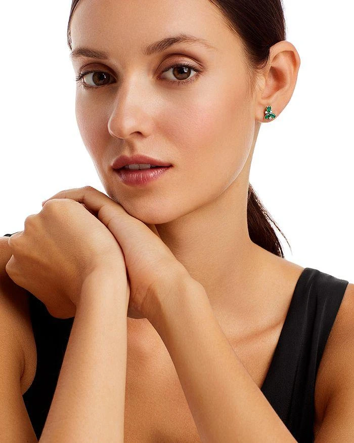 商品Bloomingdale's|Emerald & Diamond Stud Earrings in 14K White Gold - 100% Exclusive,价格¥12707,第2张图片详细描述