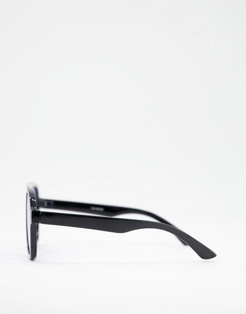 商品ASOS|ASOS DESIGN frame aviator sunglasses with blue lens in black   - BLACK,价格¥48,第3张图片详细描述