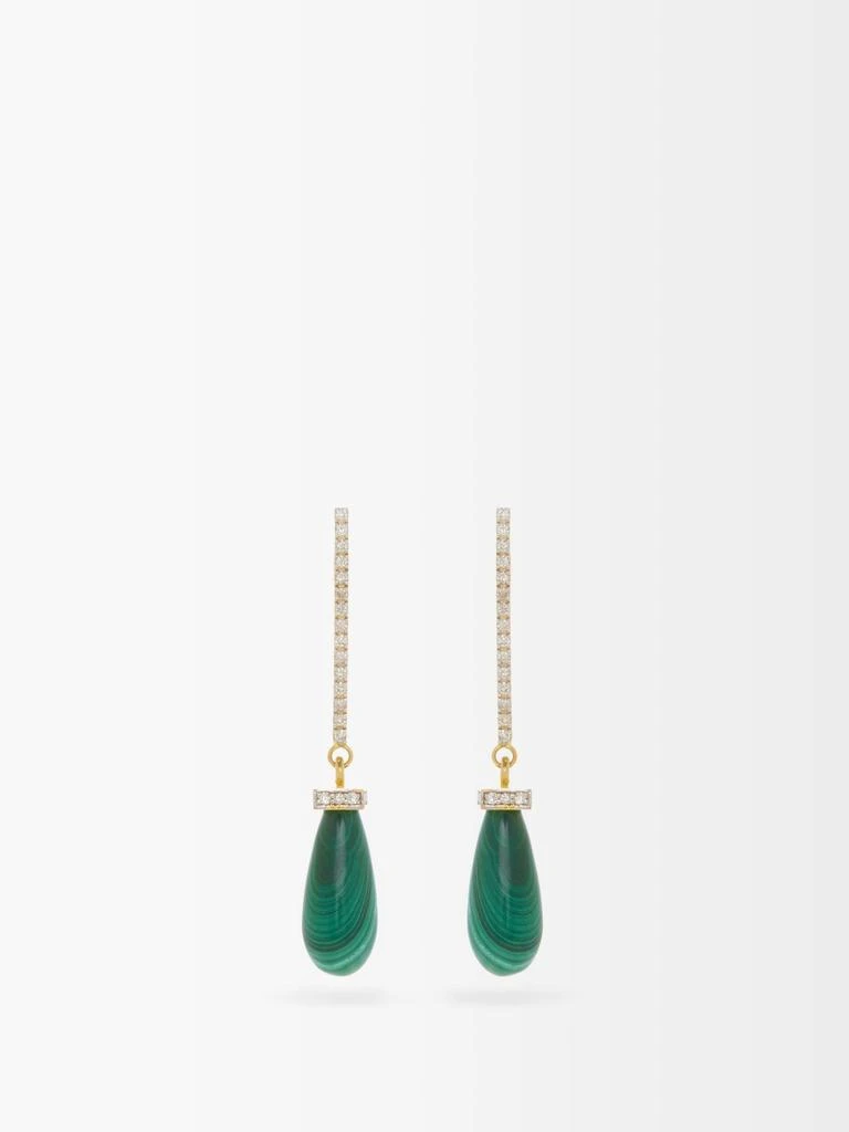 商品MATEO|La Barre diamond, malachite & 14kt gold earrings,价格¥17200,第1张图片