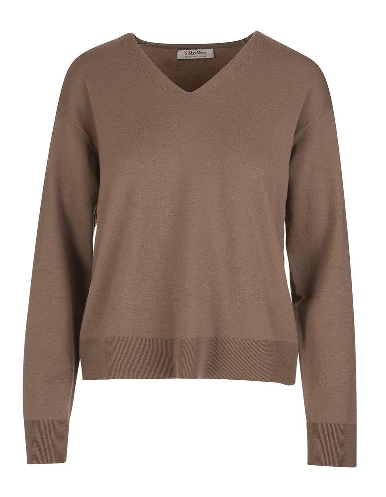 'S Max Mara V-Neck Long-Sleeved Sweater商品第1张图片规格展示