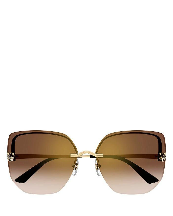 商品Cartier|Panthère Light 24K Gold Plated Square Sunglasses, 63mm,价格¥9316,第2张图片详细描述