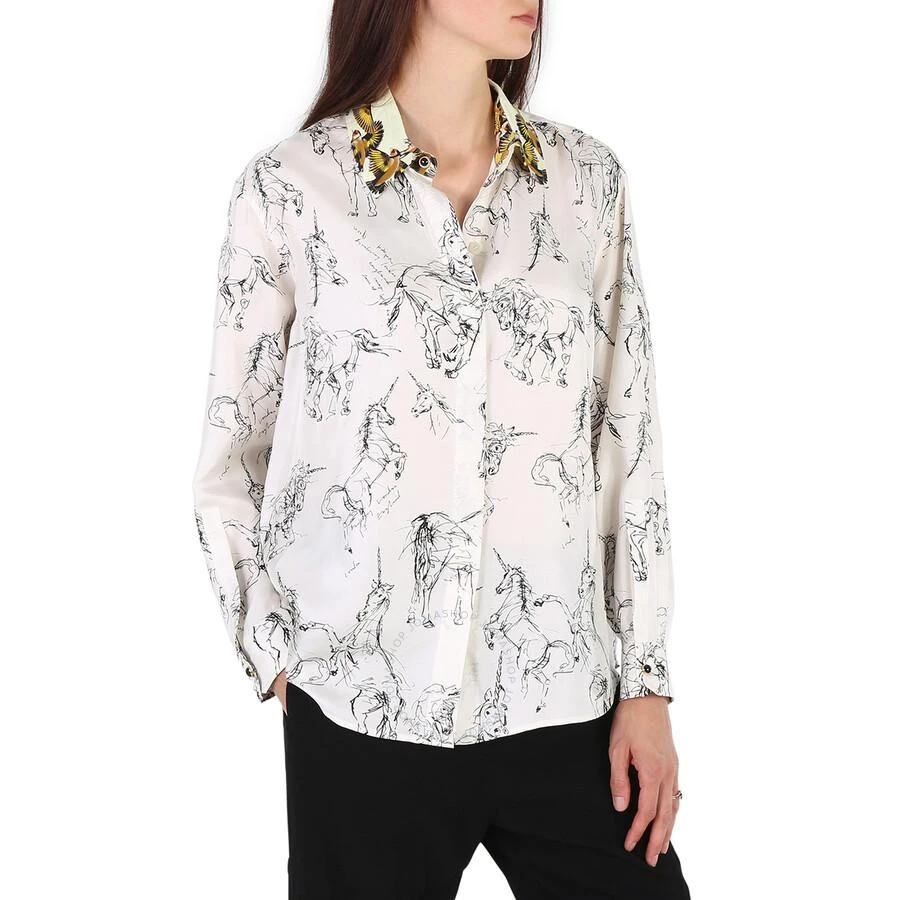 商品Burberry|Ladies White / Black Ruka Unicorn Sketch Print Shirt,价格¥1277,第2张图片详细描述