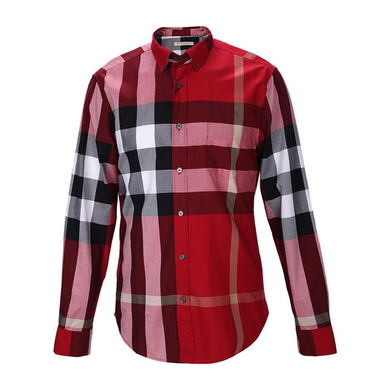 商品Burberry|Burberry 博柏利 男士红色格纹长袖衬衫 4554721,价格¥1382,第1张图片