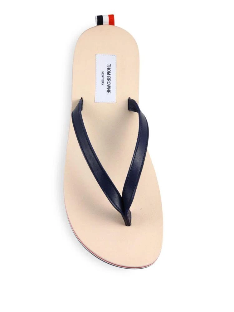 商品Thom Browne|Leather Tricolor Stripe Flip Flops,价格¥3299,第4张图片详细描述