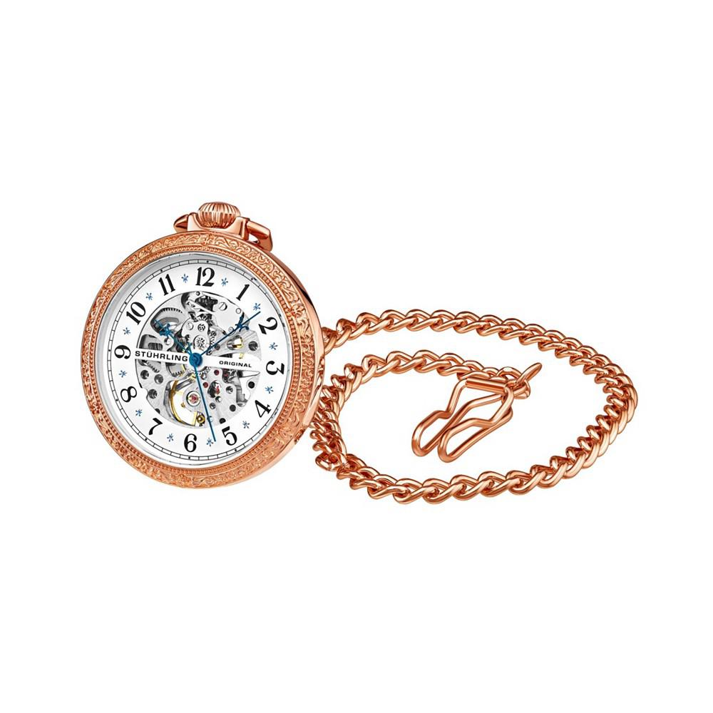 Women's Rose Gold Stainless Steel Chain Pocket Watch 48mm商品第4张图片规格展示