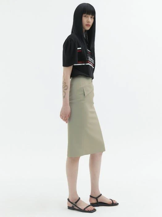 商品HAE BY HAEKIM|Folder Pencil Skirt (Beige),价格¥987,第3张图片详细描述