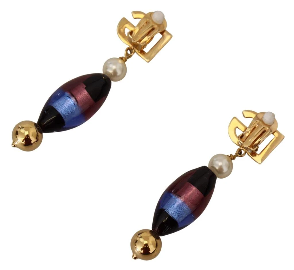 商品Dolce & Gabbana|Dolce & Gabbana Gold Plated Brass Glass Design Dangling Earrings,价格¥2382,第4张图片详细描述