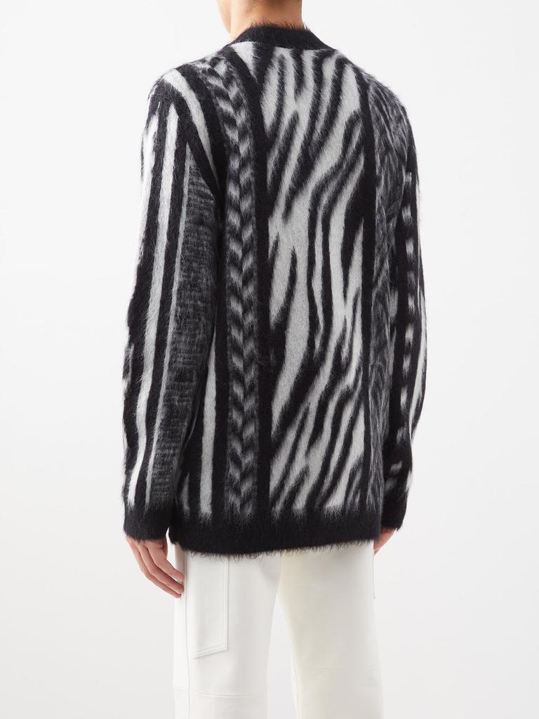 商品Yves Saint Laurent|Striped animal-jacquard mohair-blend cardigan,价格¥9354,第7张图片详细描述