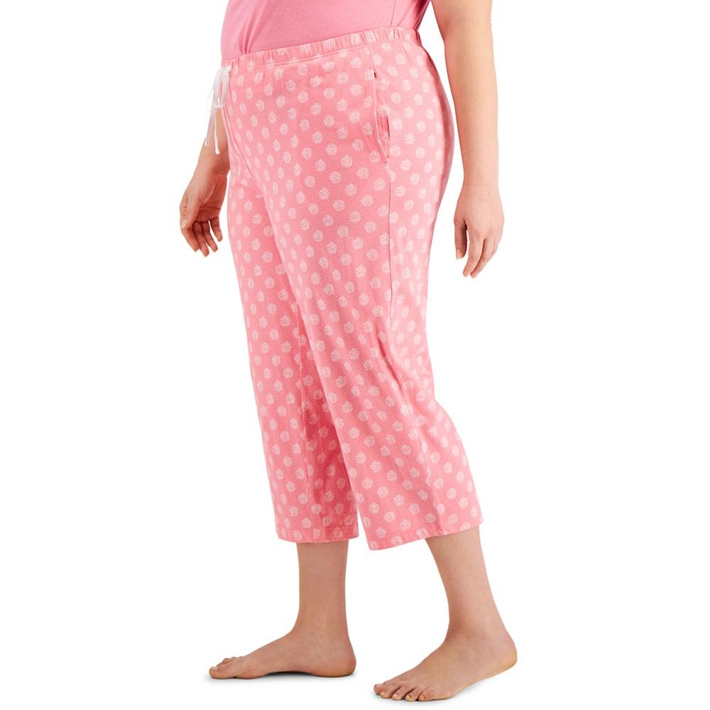 Women's Plus Size Printed Cropped Cotton Pajama Pants, Created for Macy's商品第3张图片规格展示