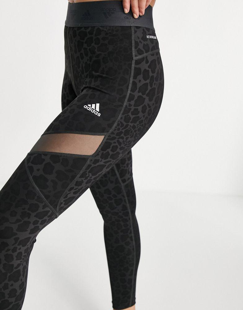 商品Adidas|adidas Training leggings with insert detail in black leopard print,价格¥282,第4张图片详细描述