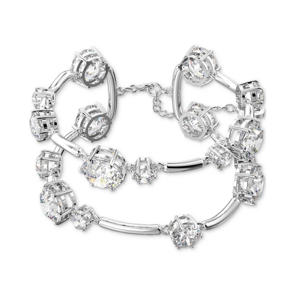 商品Swarovski|Silver-Tone Constella Crystal Two Row Bangle Bracelet,价格¥2066,第1张图片