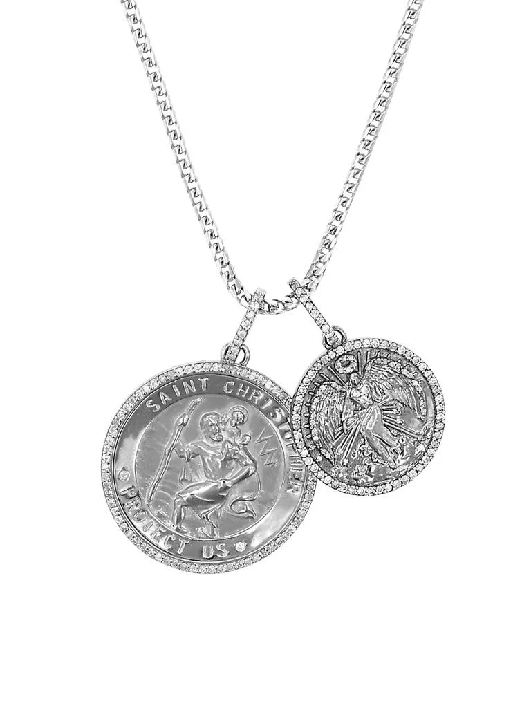 商品Sheryl Lowe|St. Christopher Sterling Silver &amp; 1.61 TCW Diamond Double-Medallion Pendant Necklace,价格¥20574,第1张图片