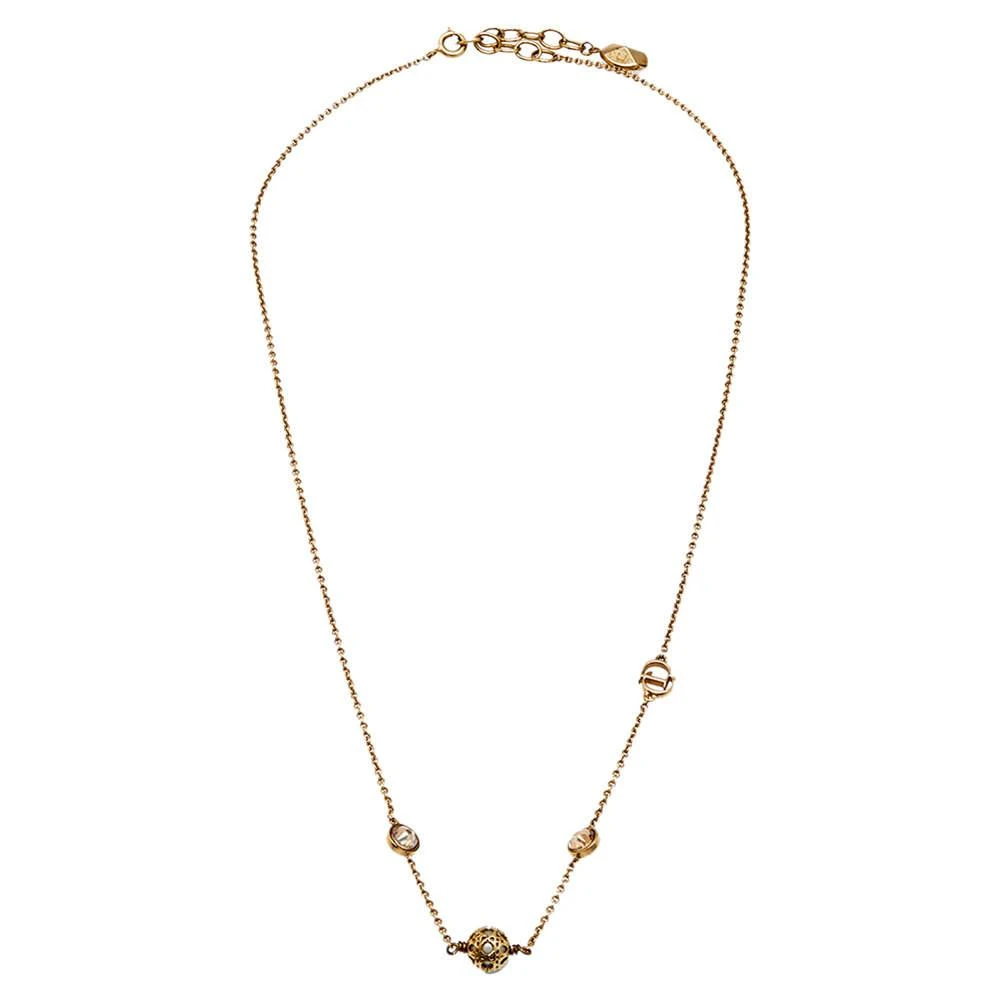 商品[二手商品] Dior|Dior Cannage Faux Pearl Crystal Gold Tone Station Necklace,价格¥1501,第2张图片详细描述