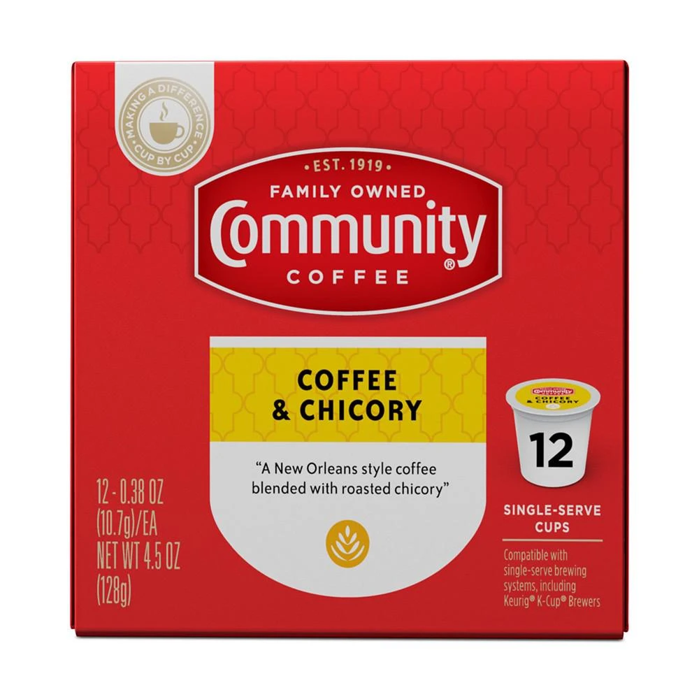 商品Community Coffee|Coffee and Chicory Medium-Dark Roast Single Serve Pods, Keurig K-Cup Brewer Compatible, 72 Ct,价格¥560,第5张图片详细描述