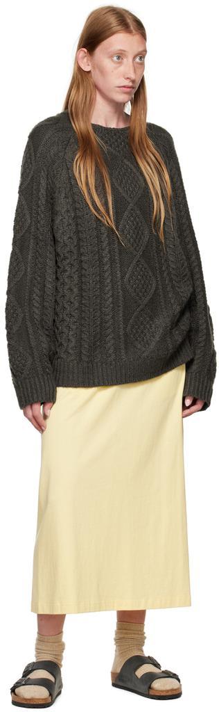 商品Essentials|Yellow Cotton Midi Skirt,价格¥798,第6张图片详细描述
