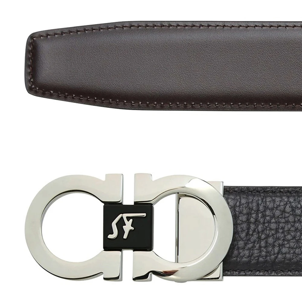 SALVATORE FERRAGAMO 男士黑色牛皮双面可调节腰带 67-0051-745866【包装随机，部分无包装盒】 商品