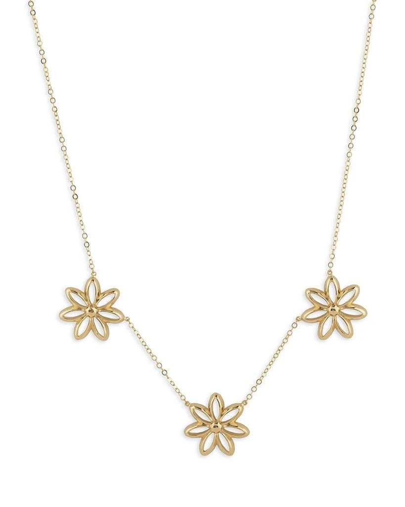 商品Moon & Meadow|14K Yellow Gold Triple Flower Statement Necklace, 18-19",价格¥5102,第1张图片