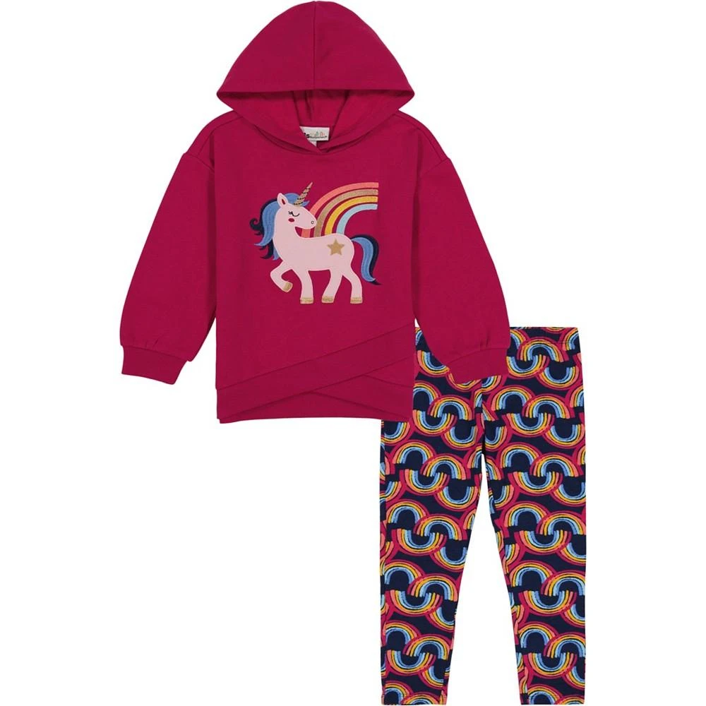 商品KIDS HEADQUARTERS|Little Girls Fleece Crossover-Hem Tunic Hoodie and Rainbow-Print Leggings, 2 Piece Set,价格¥132,第1张图片