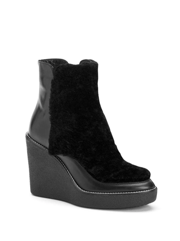 商品Aquatalia|Violett Shearling & Leather Wedge Booties,价格¥1494,第1张图片