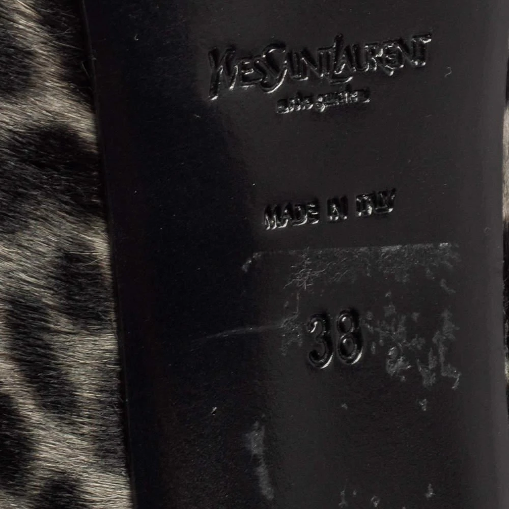 Saint Laurent Grey/Black Leopard Print Calf Hair Tribtoo Pumps Size 38 商品