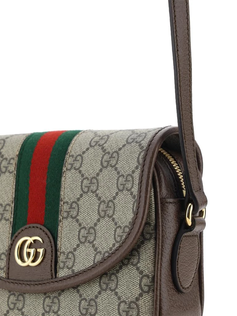 商品Gucci|GG Supreme Fabric and leather shoulder bag with frontal Web Band,价格¥11174,第4张图片详细描述