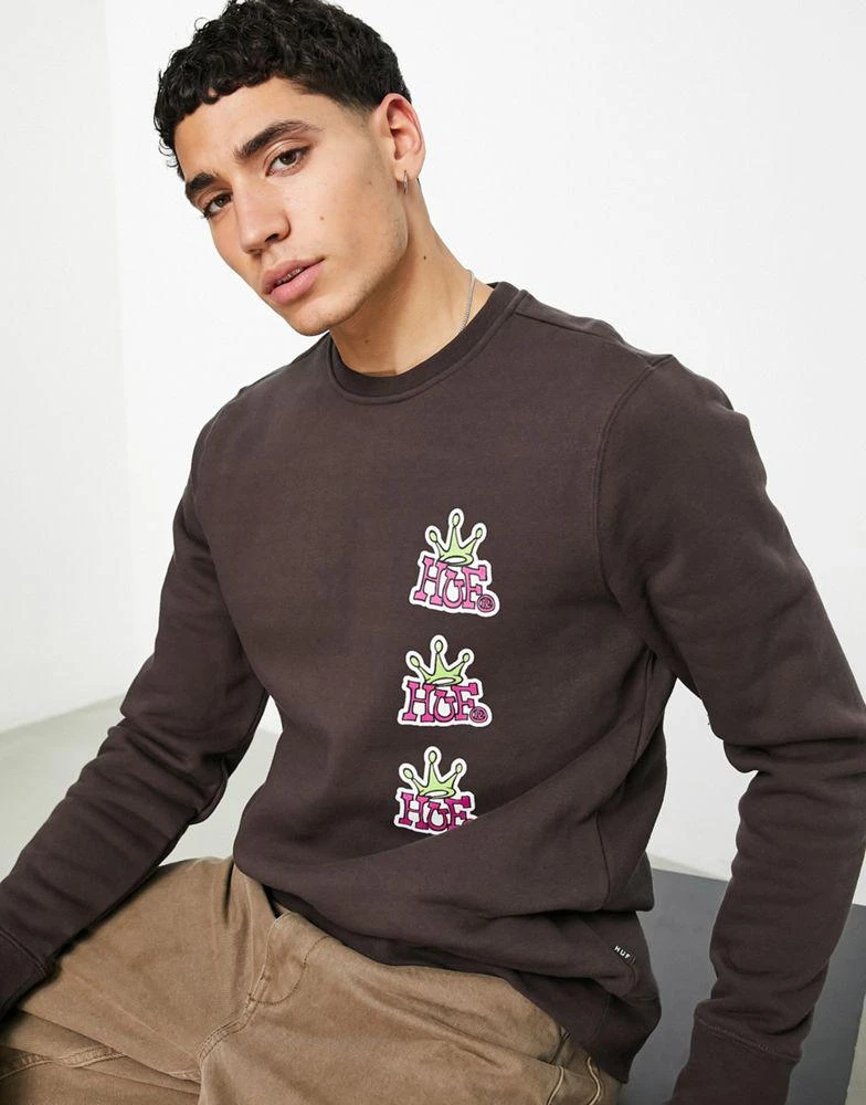 商品HUF|HUF crown stack sweatshirt in brown,价格¥321,第3张图片详细描述