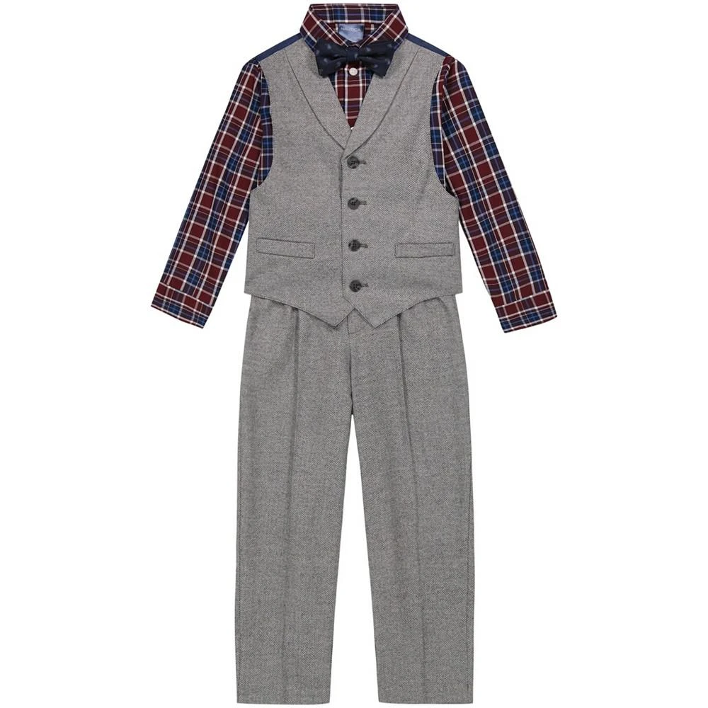 Little Boys 4-Pc. Patterned Shirt, Brushed Herringbone Vest, Pants & Bow Tie Set 商品