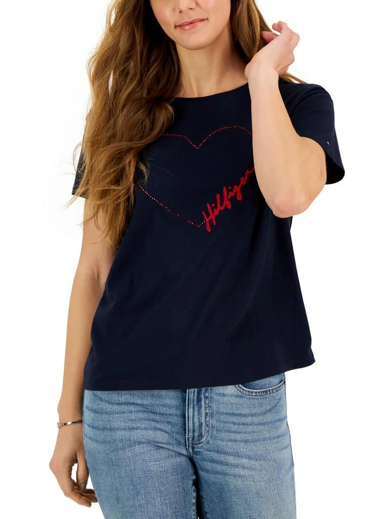 商品Tommy Hilfiger|Womens Embellished Short Sleeve T-Shirt,价格¥346,第1张图片