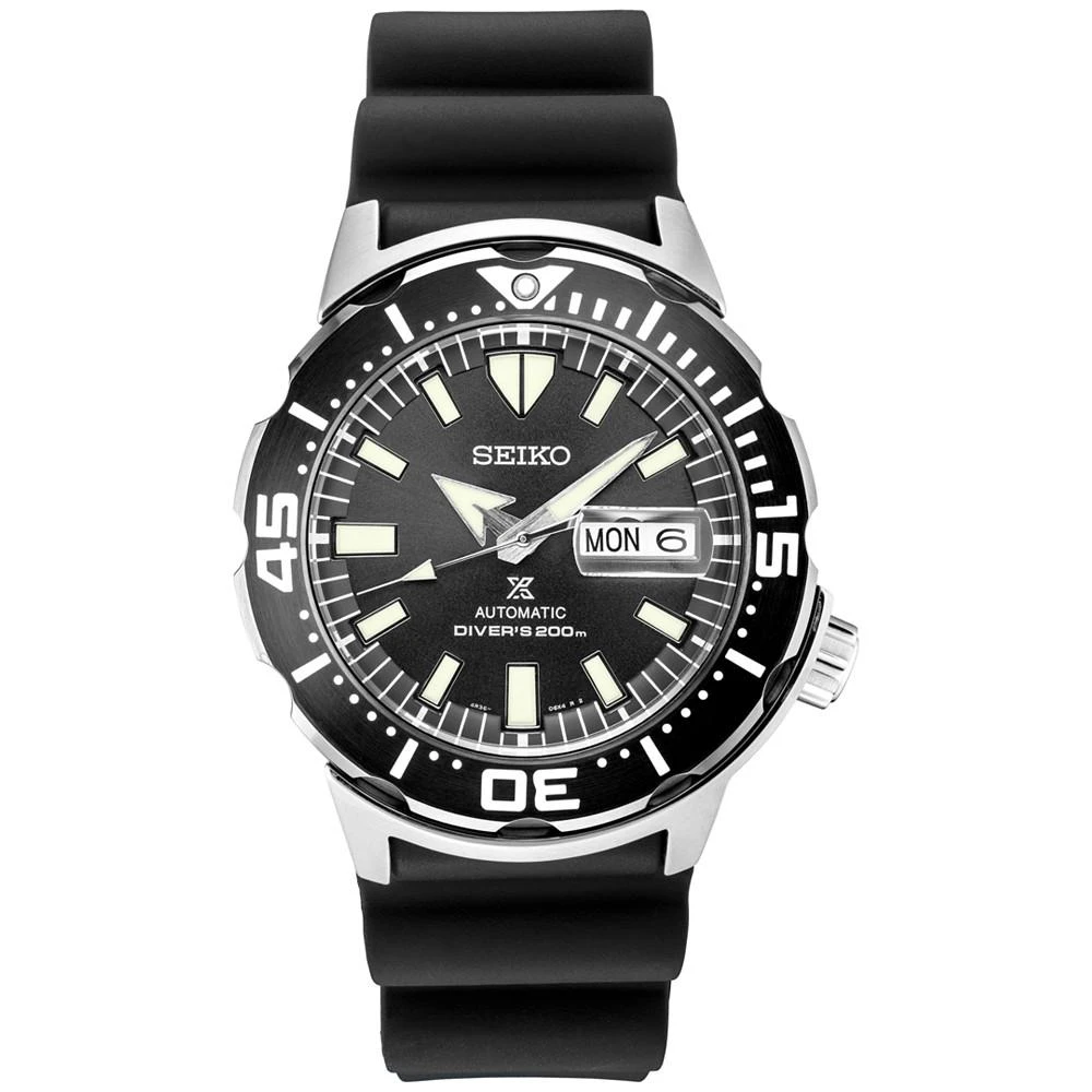 商品Seiko|Men's Automatic Prospex Diver Black Silicone Strap Watch 42.4mm,价格¥3708,第1张图片