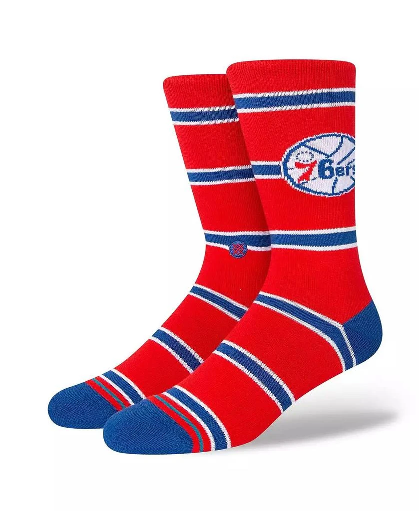 商品Stance|Men's Philadelphia 76ers Hardwood Classics Stripes Crew Socks,价格¥151,第1张图片