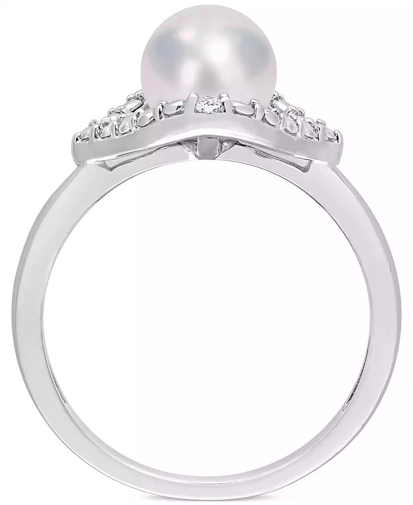 商品Macy's|Cultured Freshwater Pearl (7mm) & Lab-Created White Sapphire Accent Ring in Sterling Silver,价格¥593,第3张图片详细描述