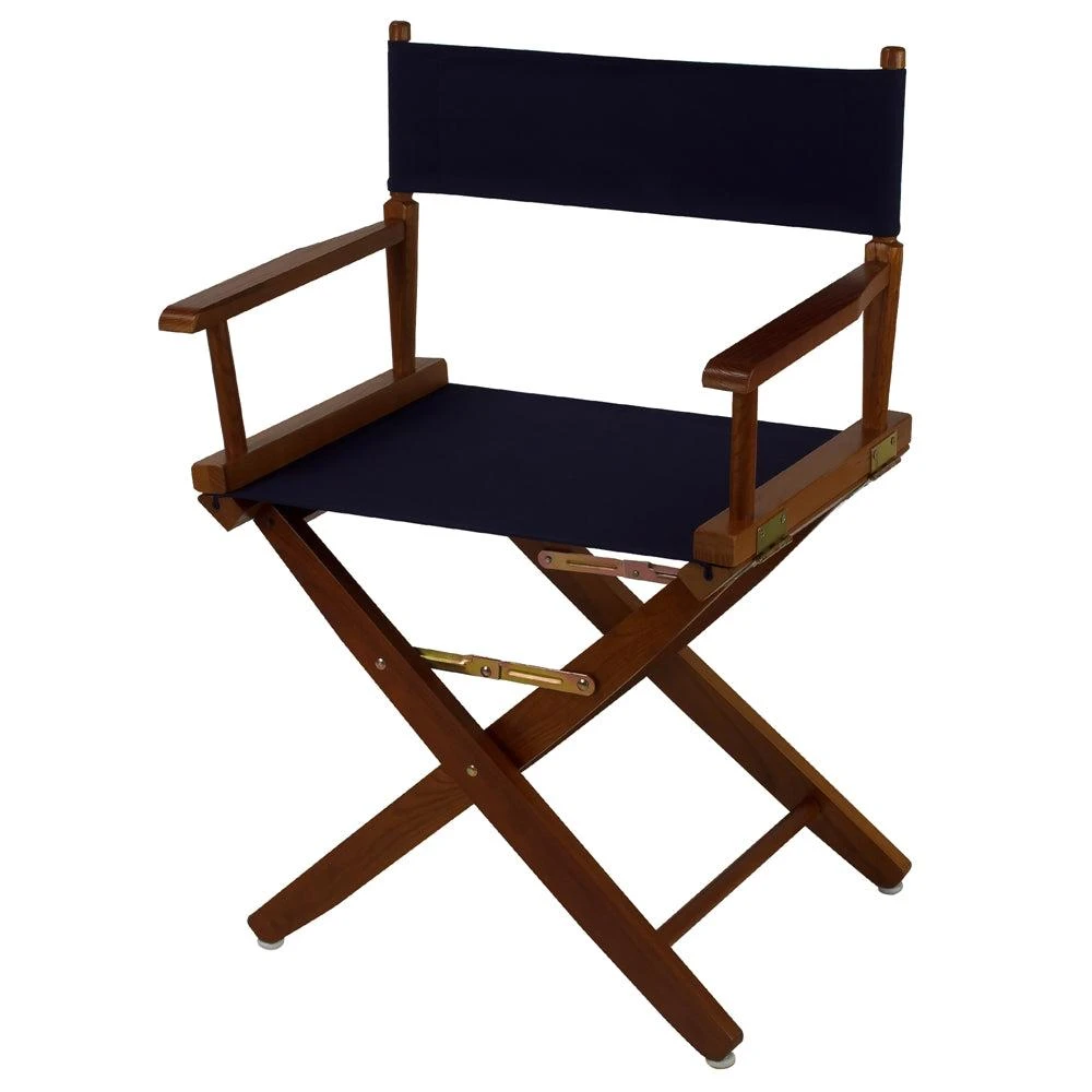 商品American Trails|Extra-Wide Premium 18"  Directors Chair Mission Oak Frame W/Navy Color Cover,价格¥917,第4张图片详细描述