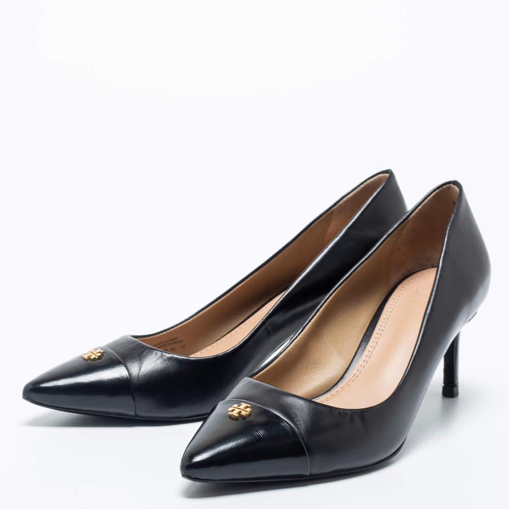 商品[二手商品] Tory Burch|Tory Burch Black Leather Cap Toe Pumps Size 37,价格¥1478,第4张图片详细描述