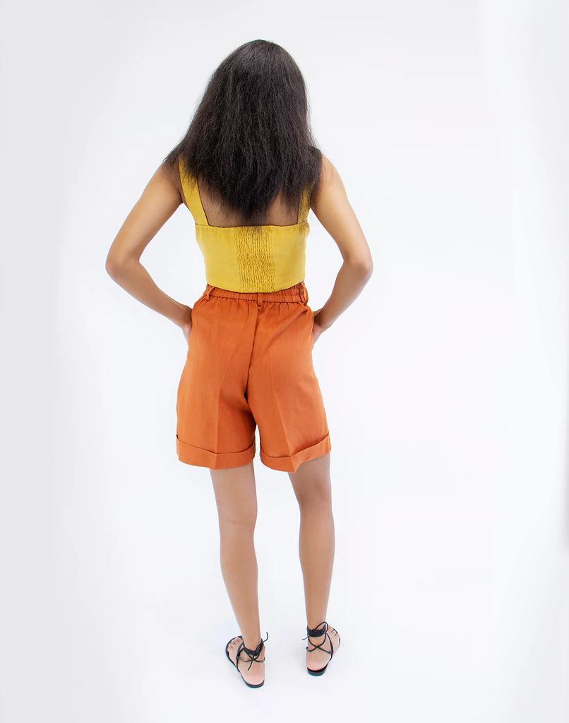 商品Madewell|CHEN BURKETT NEW YORK Linen Shorts Orange,价格¥822,第5张图片详细描述