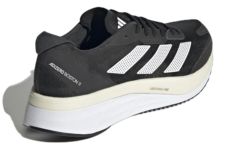 商品[国内直发] Adidas|adidas Adizero Boston 11 系带厚底 织物 低帮 橡胶跑步鞋 男款 黑白,价格¥733,第5张图片详细描述