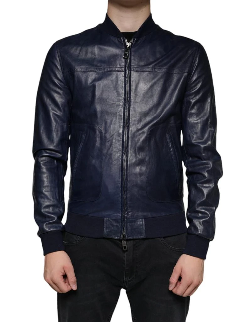 商品Dolce & Gabbana|Lambskin Leather Full Zip Biker Men's Jacket,价格¥10299,第1张图片