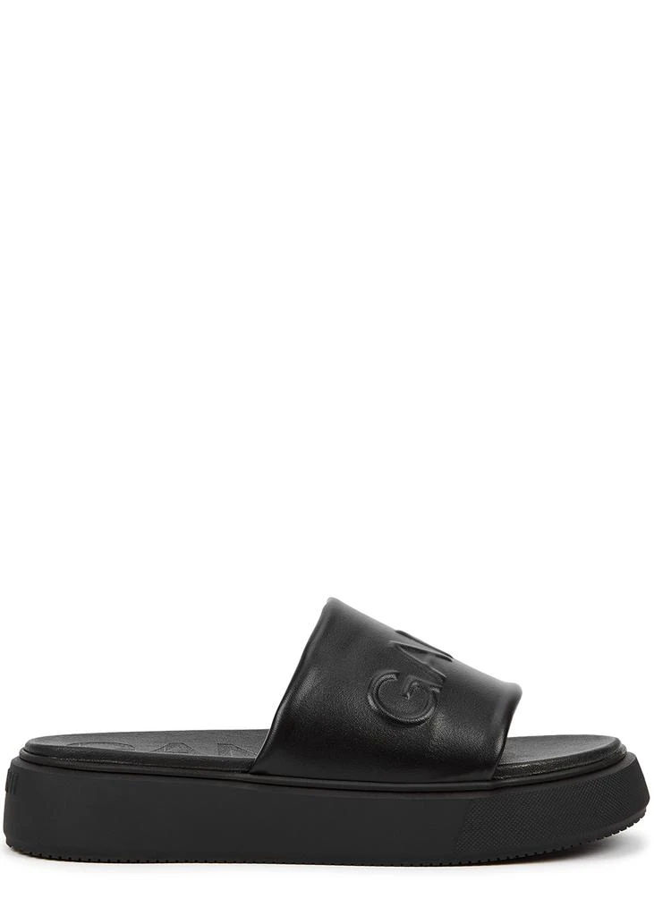 商品Ganni|Black logo vegan leather sliders,价格¥1868,第1张图片